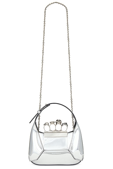Jeweled Hobo Mini Bag in Metallic Silver