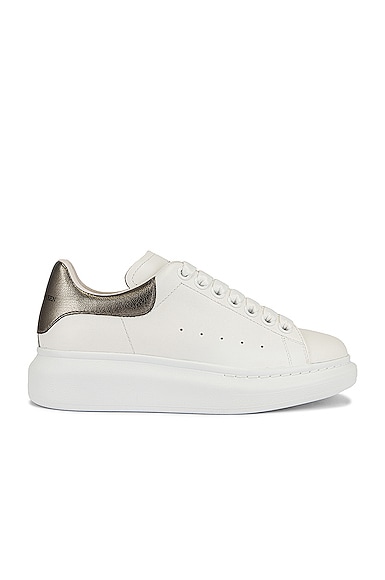 Alexander McQueen Leather Platform Sneakers in White Black FWRD