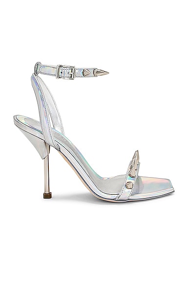 Alexander McQueen Spike High Heel Sandals in Metallic Silver