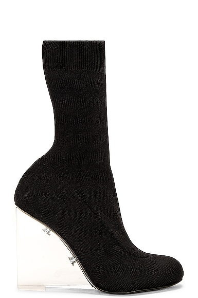 Alexander McQueen Mid Knitting Sock Wedge Boot in Black