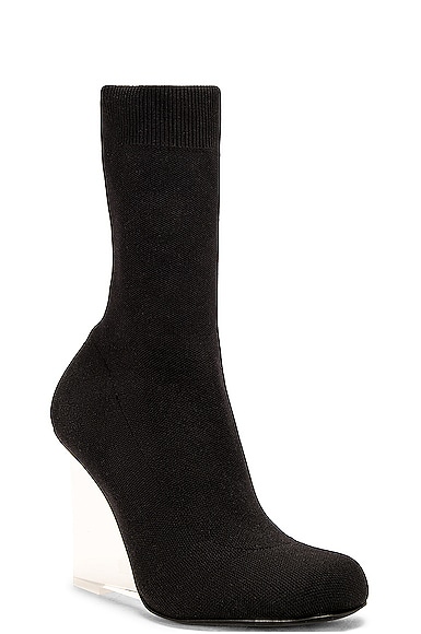 Shop Alexander Mcqueen Mid Knitting Sock Wedge Boot In Black