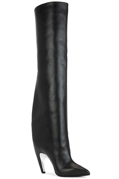 Shop Alexander Mcqueen Tall Boot In Black & Silver