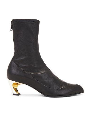 McQueen Leather Sock Boot in Black, Silver, & Gold