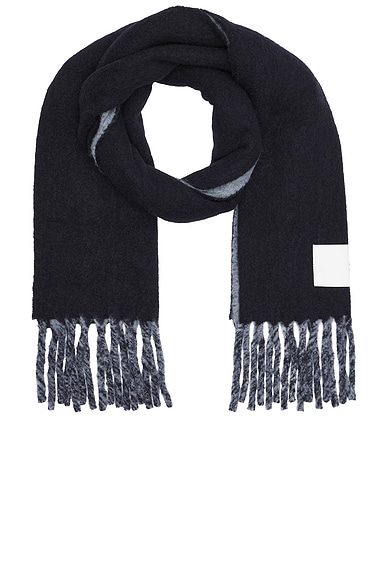AMI Paris Label Bicolor Scarf in Black
