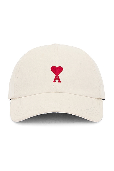 ami Red ADC Embroidery Cap in Chalk