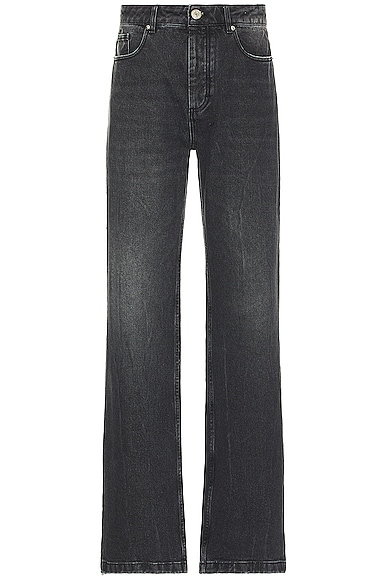 ami Straight Fit Jeans in Used Black