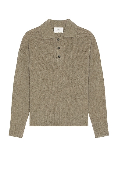 ami Hairy Light Polo in Taupe