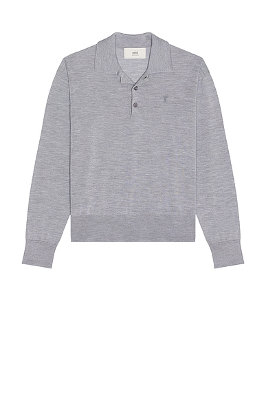 AMI Paris Polo in Grey