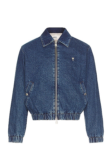 Shop Ami Alexandre Mattiussi Adc Zipper Jacket In Used Blue