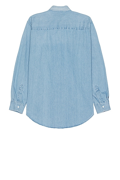 Shop Ami Alexandre Mattiussi Denim Shirt In Used Blue
