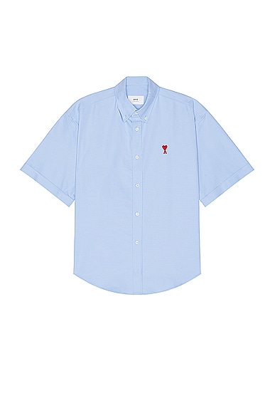 Shop Ami Alexandre Mattiussi Boxy Fit Shirt In Cashmere Blue