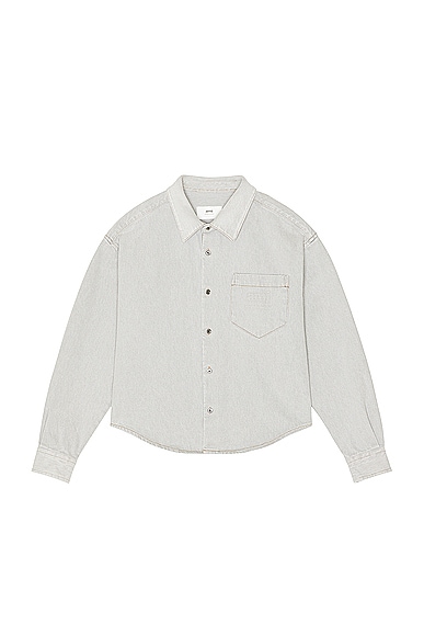 Shop Ami Alexandre Mattiussi Denim Shirt In Javel Grey