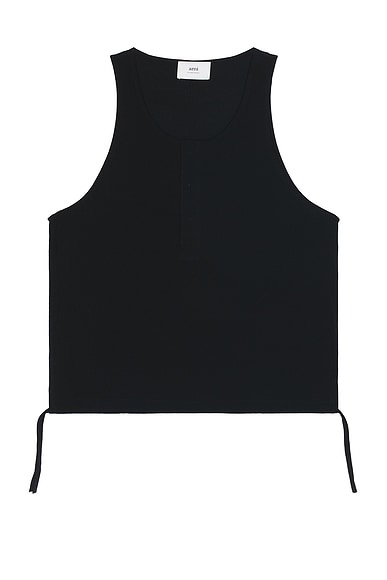 Round Collar Tank Shirt in Black