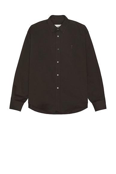 AMI Paris ADC Boxy Fit Shirt in Dark Coffee