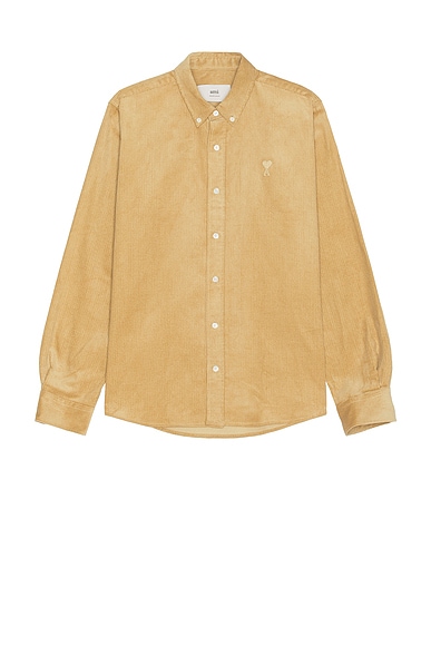 AMI Paris Classic Fit Shirt in Sand