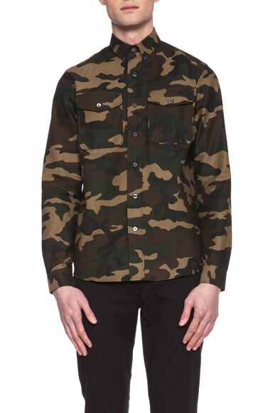 AMI Paris Cotton Military Shirt in Camouflage | FWRD