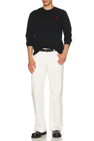 即発[Ami Paris] CO LONG SLEEVES ADC TSHIRT 関税送料込み AMI Paris ADC Embroidered Logo Long-Sleeve Knit Polo Shirt