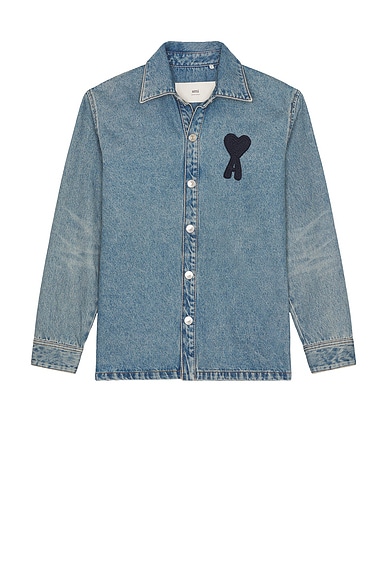 AMI Paris ADC Overshirt in Used Blue