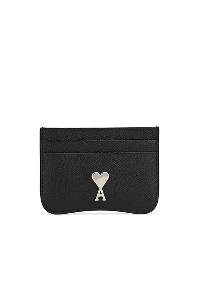 AMI Paris Paris Card Holder in Black & Silver