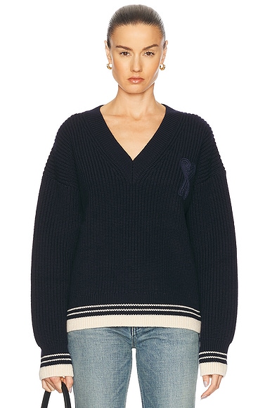 Ribbed V Neck Sweater
