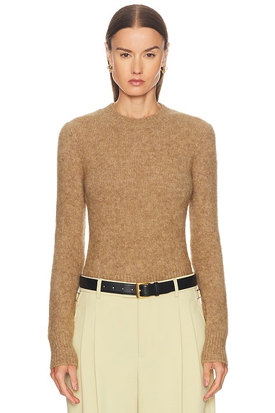 AMI Paris Crewneck Sweater in Camel