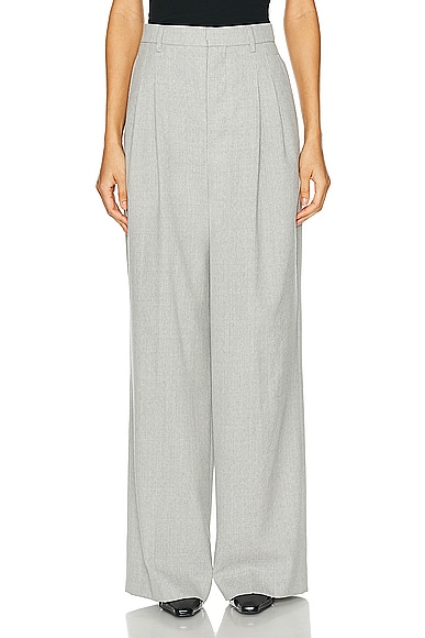 ami High Waist Large Trouser in Light Heather Grey