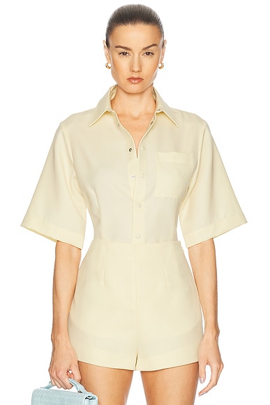THE ATTICO Zip Up T-shirt in Butter | FWRD