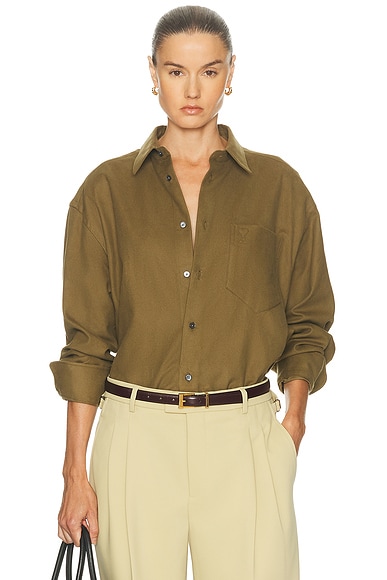 AMI Paris Boxy Button Up Top in Bronze