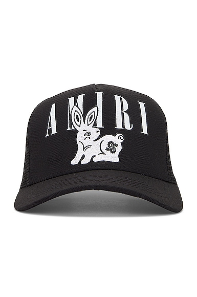 Amiri Bandana Rabbit Trucker Hat in Black