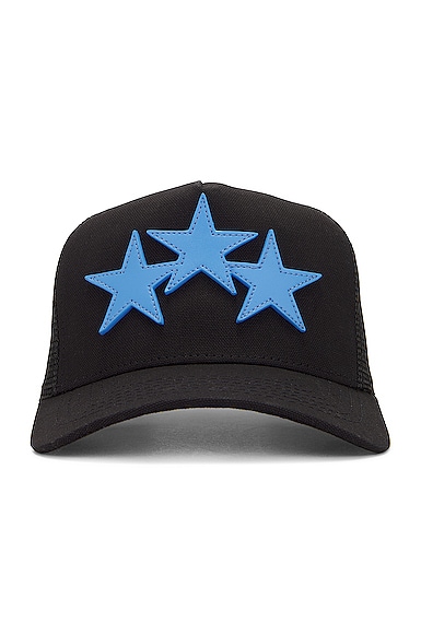 Amiri Three Star Trucker Hat in Black