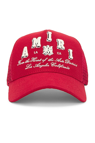 Amiri Amiri Varsity Trucker Hat in Red