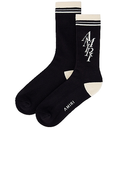 Shop Amiri Ma Stripe Sock In Black
