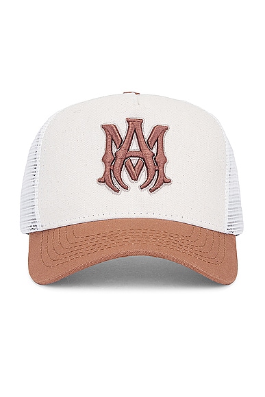 Two Tone MA Trucker Hat in Cream