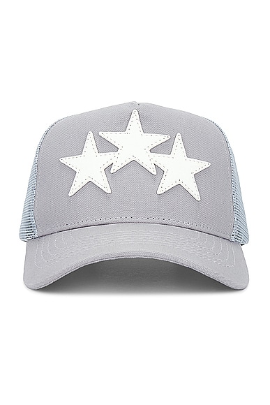 Shop Amiri Three Star Trucker Hat In Grey