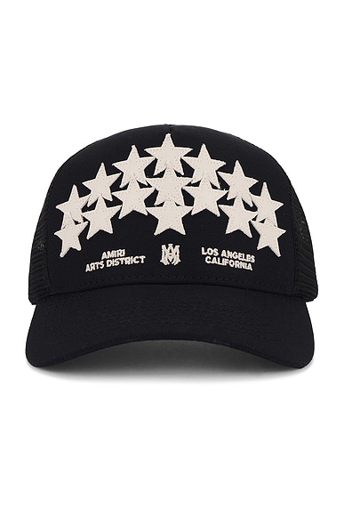 新品正規品 AMIRI 24SS MA TRUCKER CAP / BLK アミリ MAロゴ スナップバック トラッカーキャップ ブラック 刺繍ロゴ メッシュキャップ 帽子
