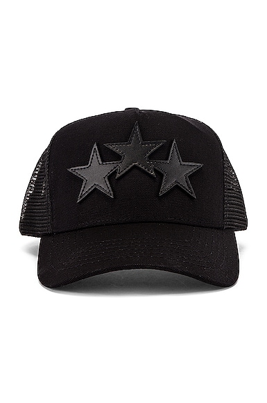 Amiri 3 Star Trucker Hat in Black