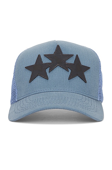 Amiri 3 Star Trucker Hat in Blue