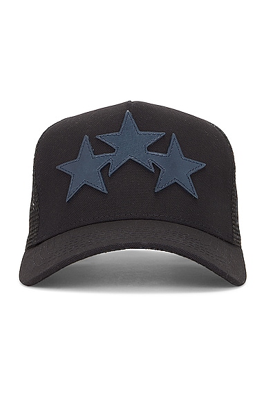 Amiri 3 Star Trucker Hat in Black