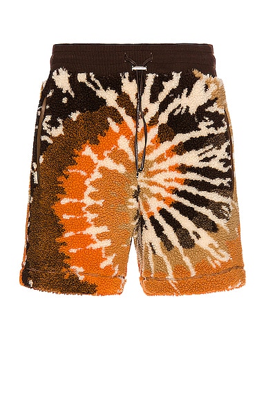 Amiri Tie Dye Polar Fleece Shorts in Orange