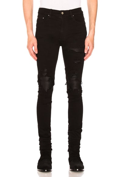 MX1 Leather Patch Skinny Jeans