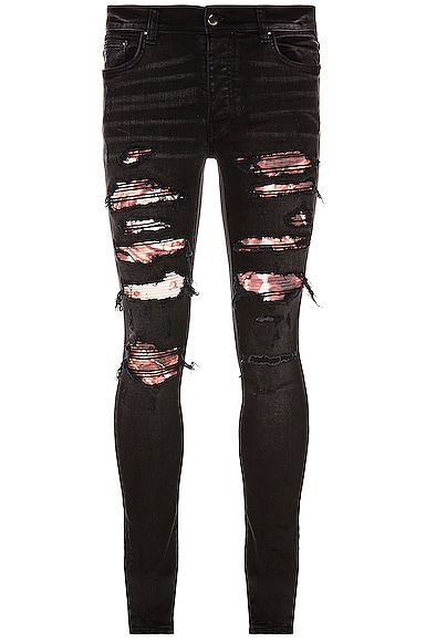 【メーカー直送】 Amiri Tie FWRD | Black Aged in Jean Thrasher Bandana Dye パンツ