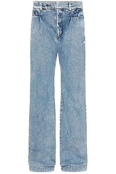 Amiri Double Pleat Baggy Pant In Light Washed Indigo in Light Washed Indigo