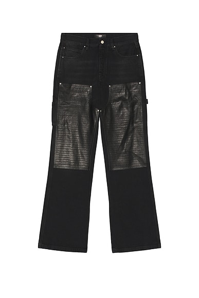 Amiri Embossed Croc Carpenter Jean in Dusk Black