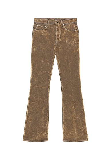 Amiri Velvet Flare Jean in Tan
