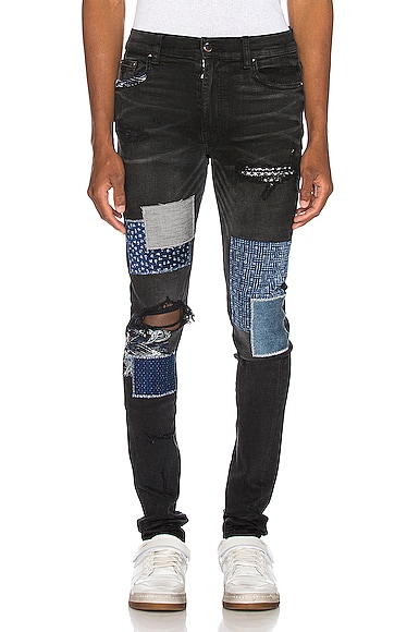 Shop Amiri Japanese Repair Jean In Aged Black