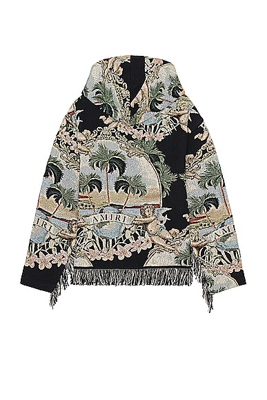 Shop Amiri Cherub Palm Tapestry Hoodie In Black