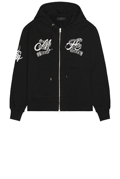 Amiri Music Club Zip Up Hoodie in Black