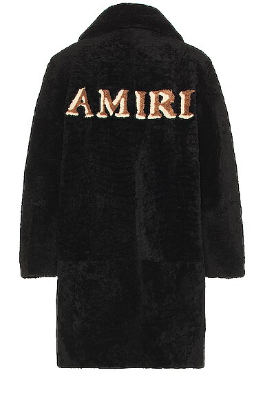 Amiri 3/4 Zip Front Shearling Coat in Black