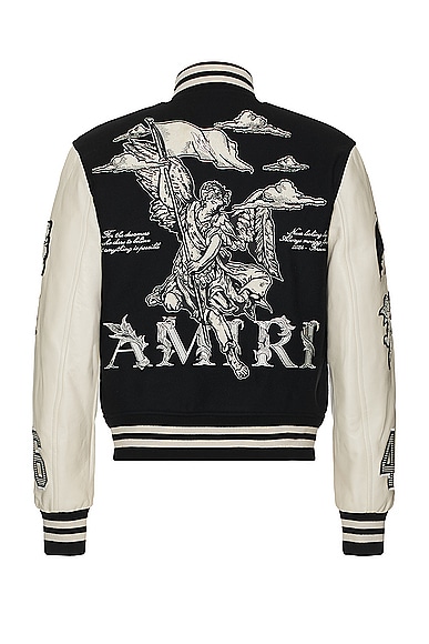 Shop Amiri Ma Angel Varsity Jacket In Black