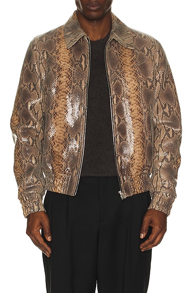 Amiri Leather Snake Western Jacket in Multi